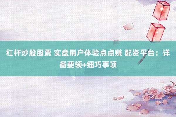 杠杆炒股股票 实盘用户体验点点赚 配资平台：详备要领+细巧事项