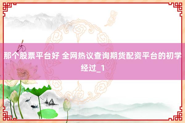 那个股票平台好 全网热议查询期货配资平台的初学经过_1